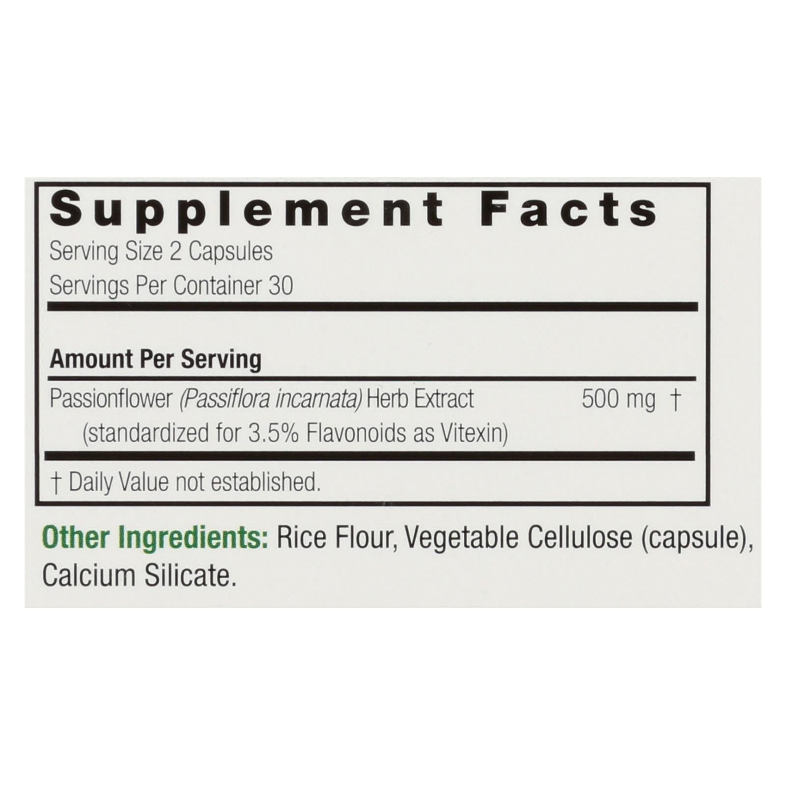 Nature's Answer - Passionflower Extract - 60 Vegetarian Capsules Nature's Answer