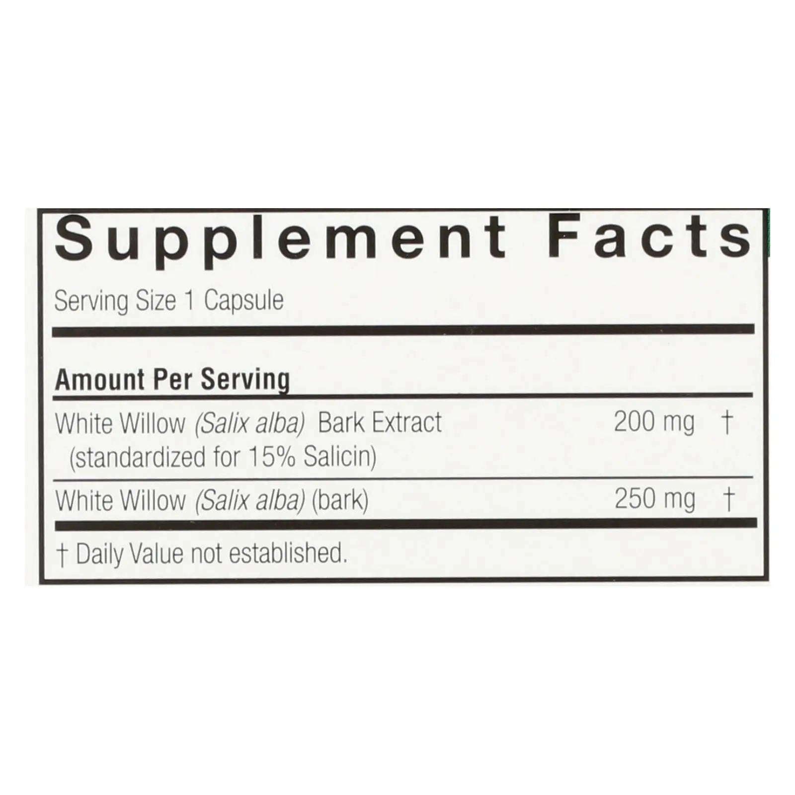 Nature's Answer - White Willow Bark Standardized - 60 Vcaps Nature's Answer