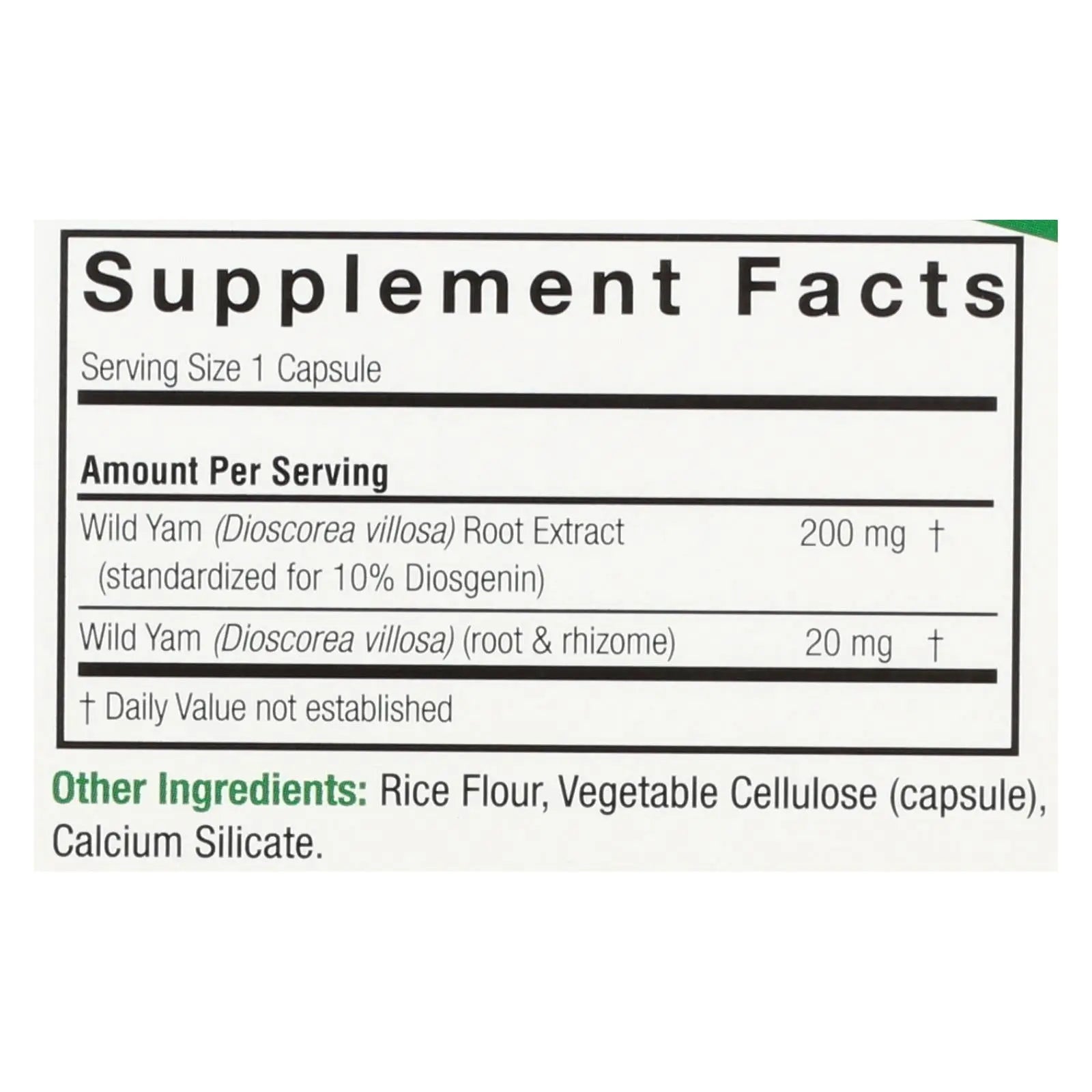 Nature's Answer - Wild Yam Root Extract - 60 Vegetarian Capsules Nature's Answer