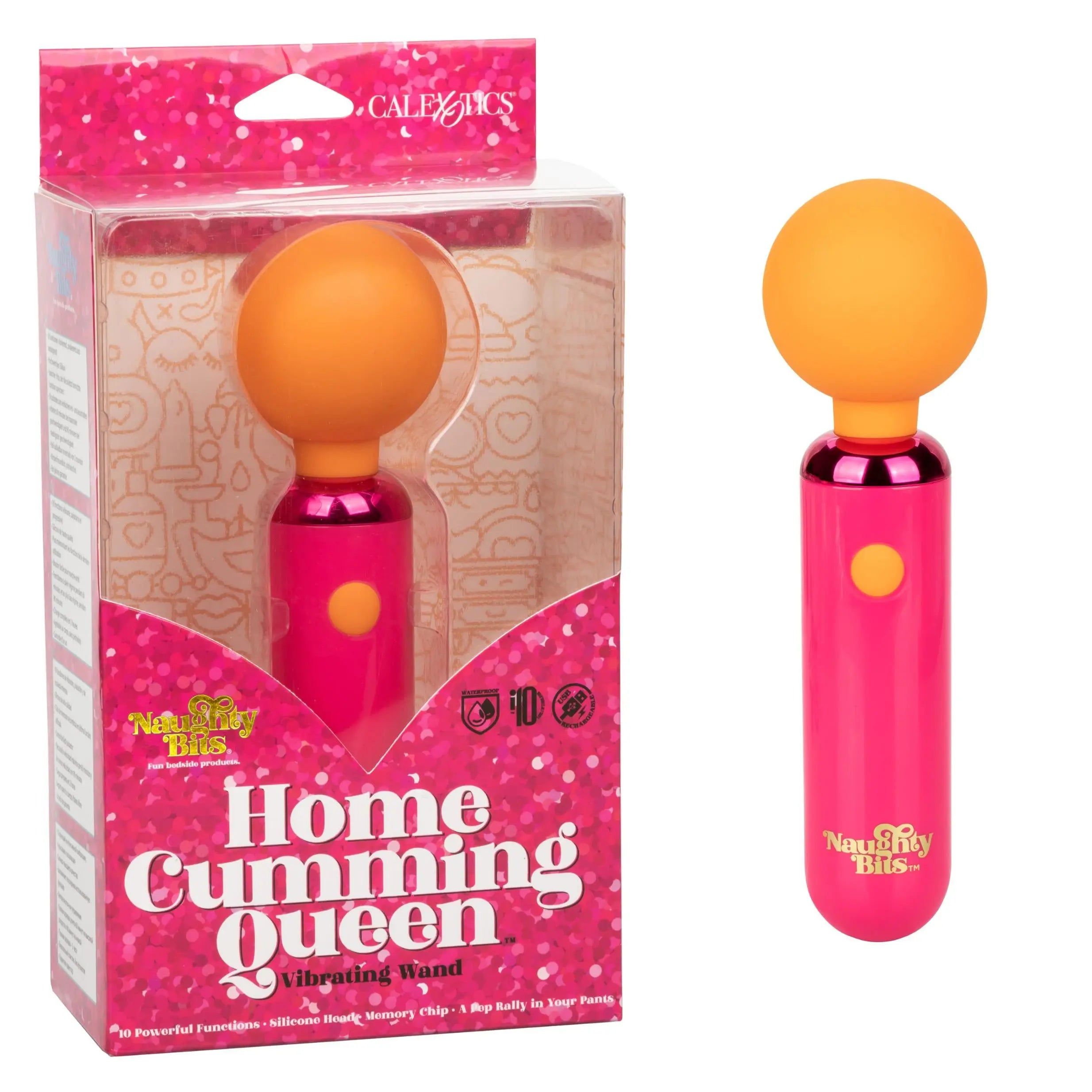 Naughty Bits Home Cumming Queen Vibrating Wand -  Orange/pink CalExotics