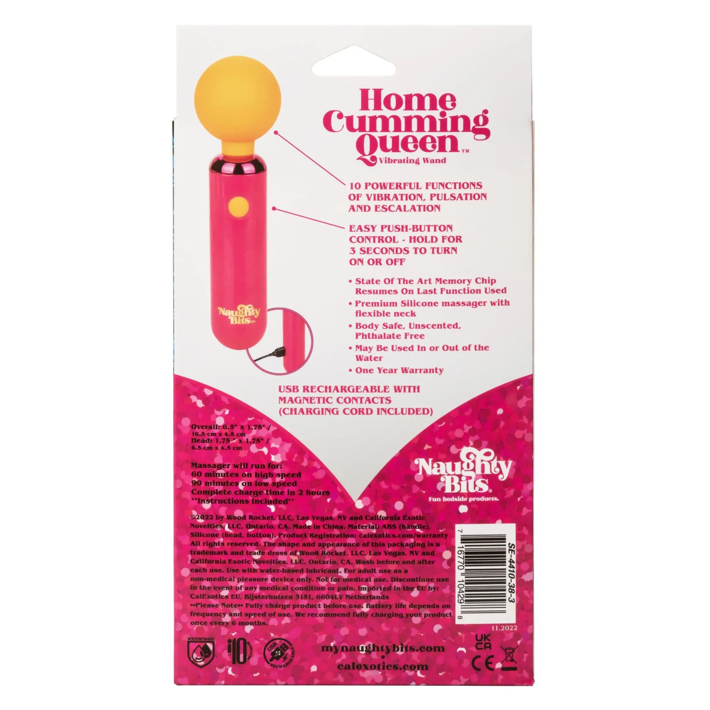 Naughty Bits Home Cumming Queen Vibrating Wand -  Orange/pink CalExotics