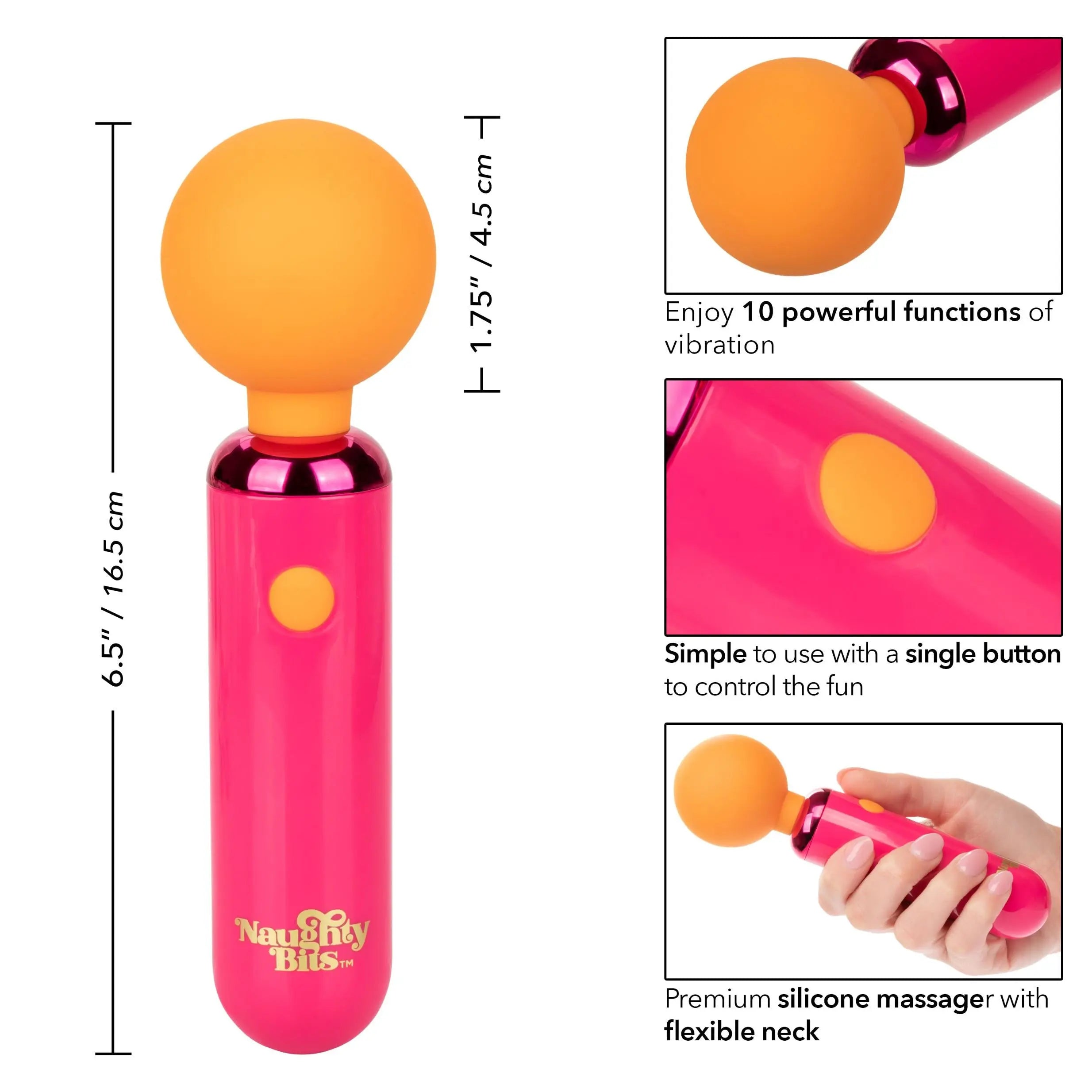 Naughty Bits Home Cumming Queen Vibrating Wand -  Orange/pink CalExotics