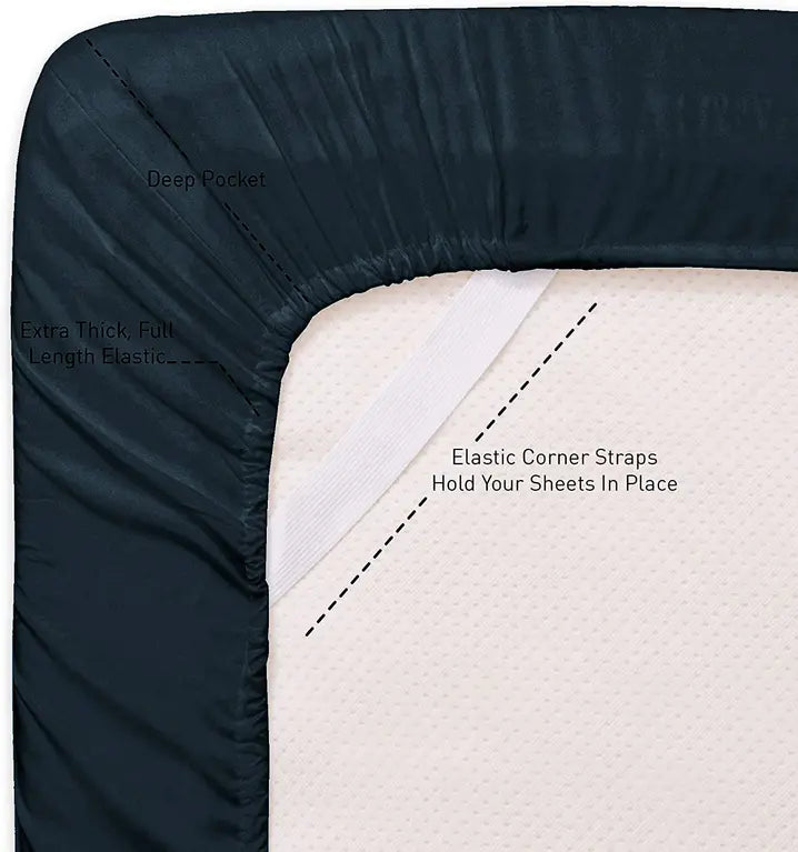 Navy Blue 200 Embroidery Soft Sheet Set Wrinkle Resistant Home Mart Goods