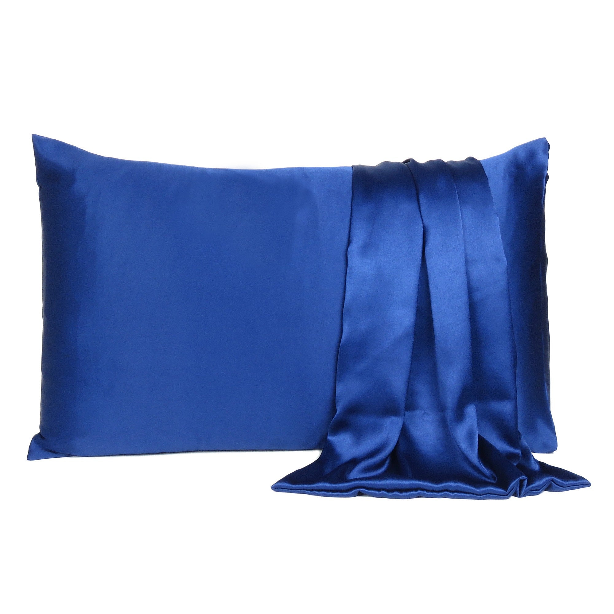 Navy Blue Dreamy Set Of 2 Silky Satin Standard Pillowcases Homeroots Bed & Bath