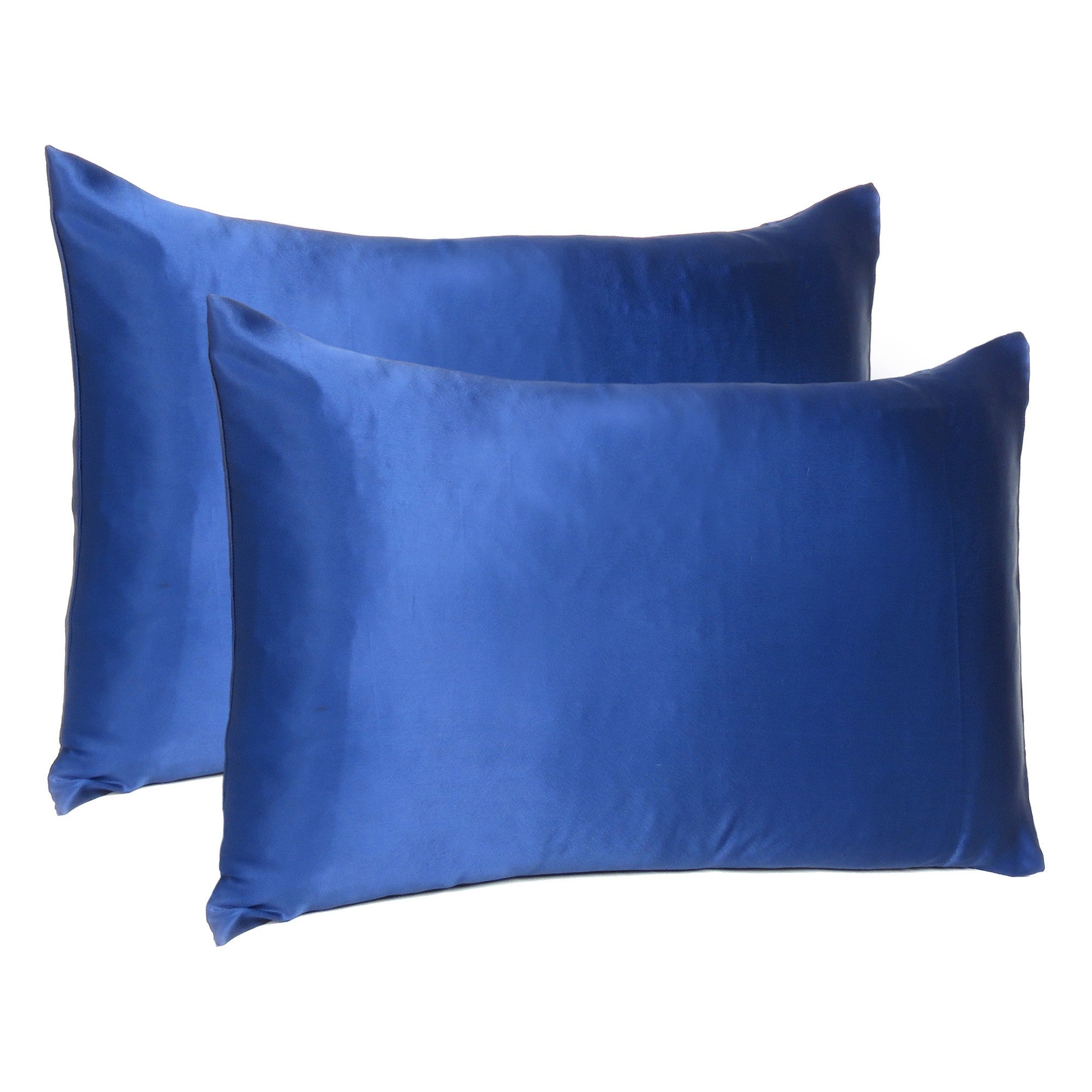 Navy Blue Dreamy Set Of 2 Silky Satin Standard Pillowcases Homeroots Bed & Bath