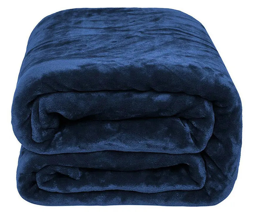 Navy Super Soft Plush Warm Cozy Bed Throw Flannel Blanket Home Mart Goods