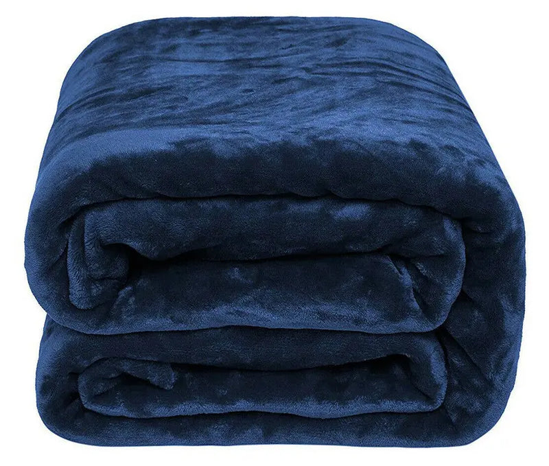 Navy Super Soft Plush Warm Cozy Bed Throw Flannel Blanket Home Mart Goods