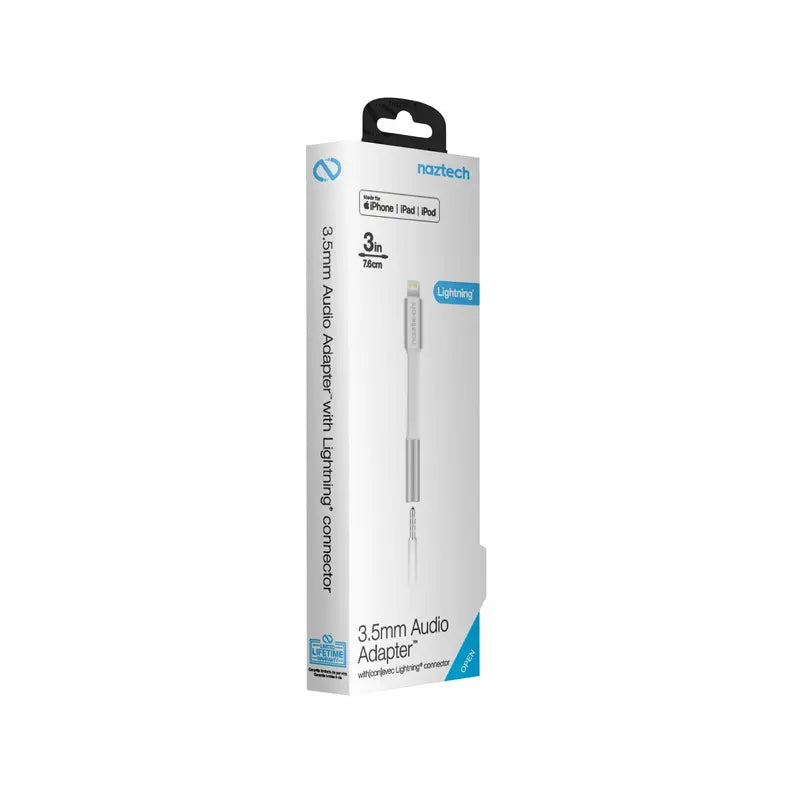 Naztech MFi Lightning to 3.5mm Adapter White Naztech