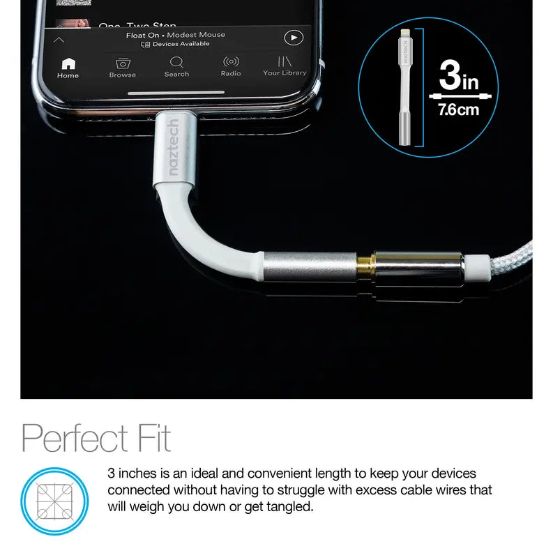 Naztech MFi Lightning to 3.5mm Adapter White Naztech