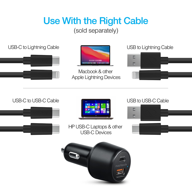 Naztech SpeedMax65 PD65W + QC3 Car Charger Black Naztech