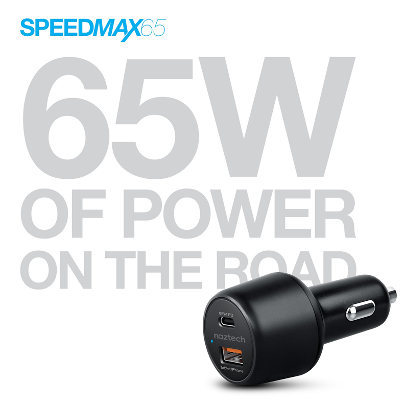 Naztech SpeedMax65 PD65W + QC3 Car Charger Black Naztech