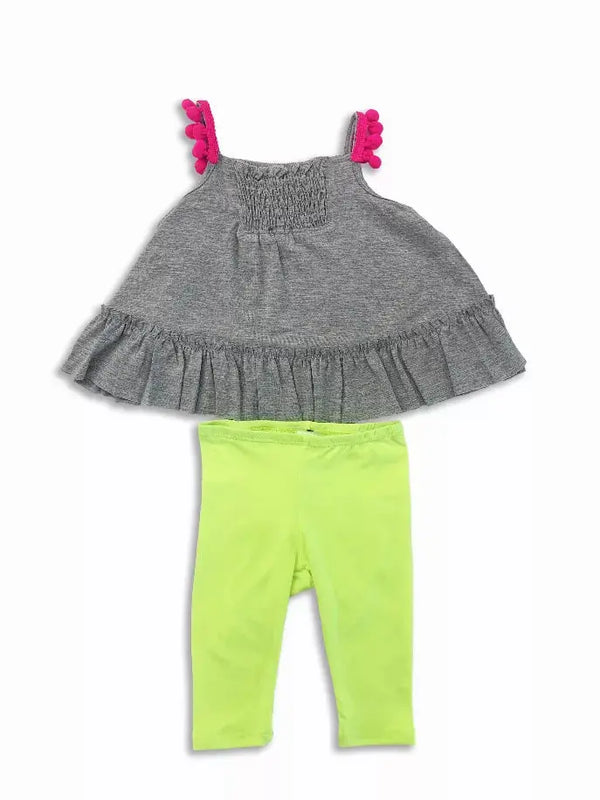 Neon Summer Lights Ruffle Tiered Tunic and Leggings Set Little Mass