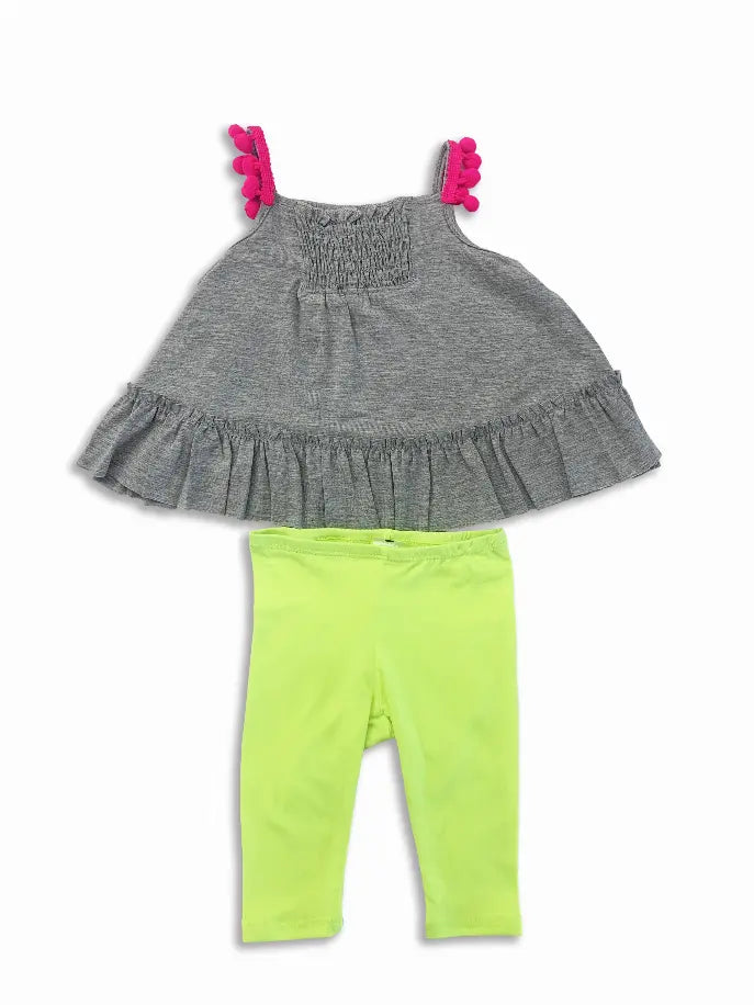 Neon Summer Lights Ruffle Tiered Tunic and Leggings Set Little Mass