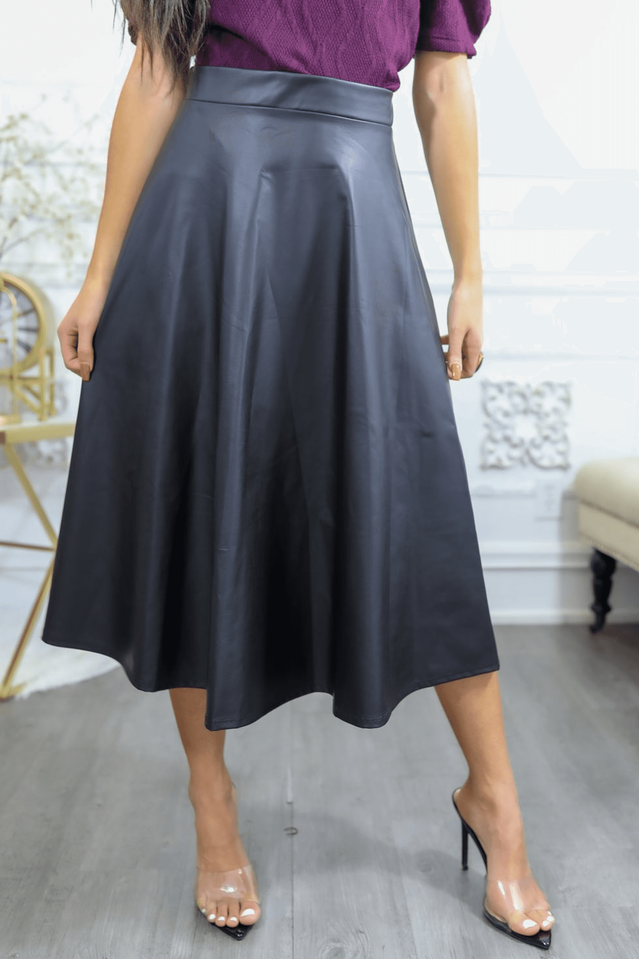 Never Enough Pleated Faux Leather Skirt SurelyMine