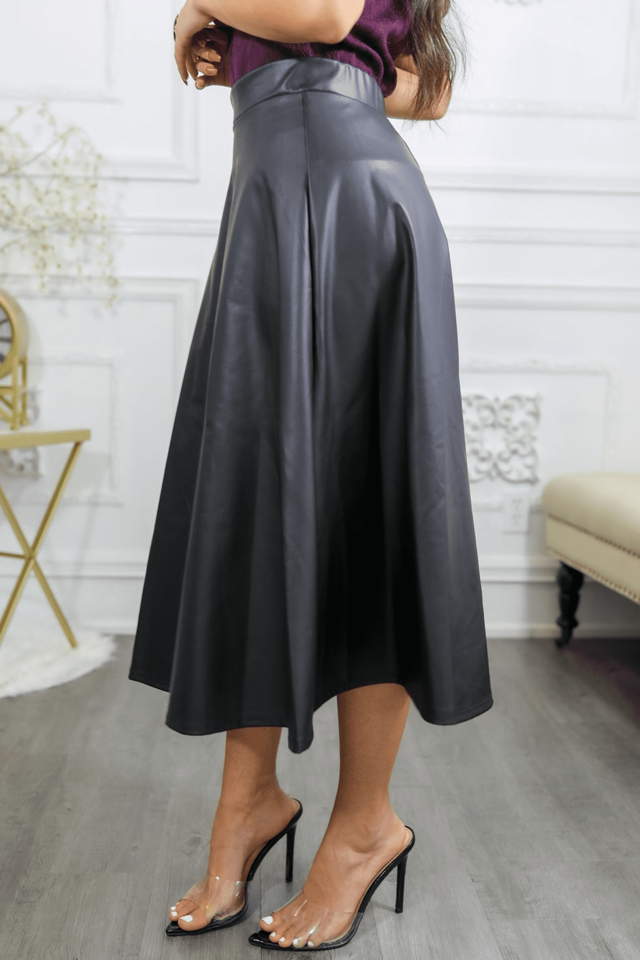 Never Enough Pleated Faux Leather Skirt SurelyMine