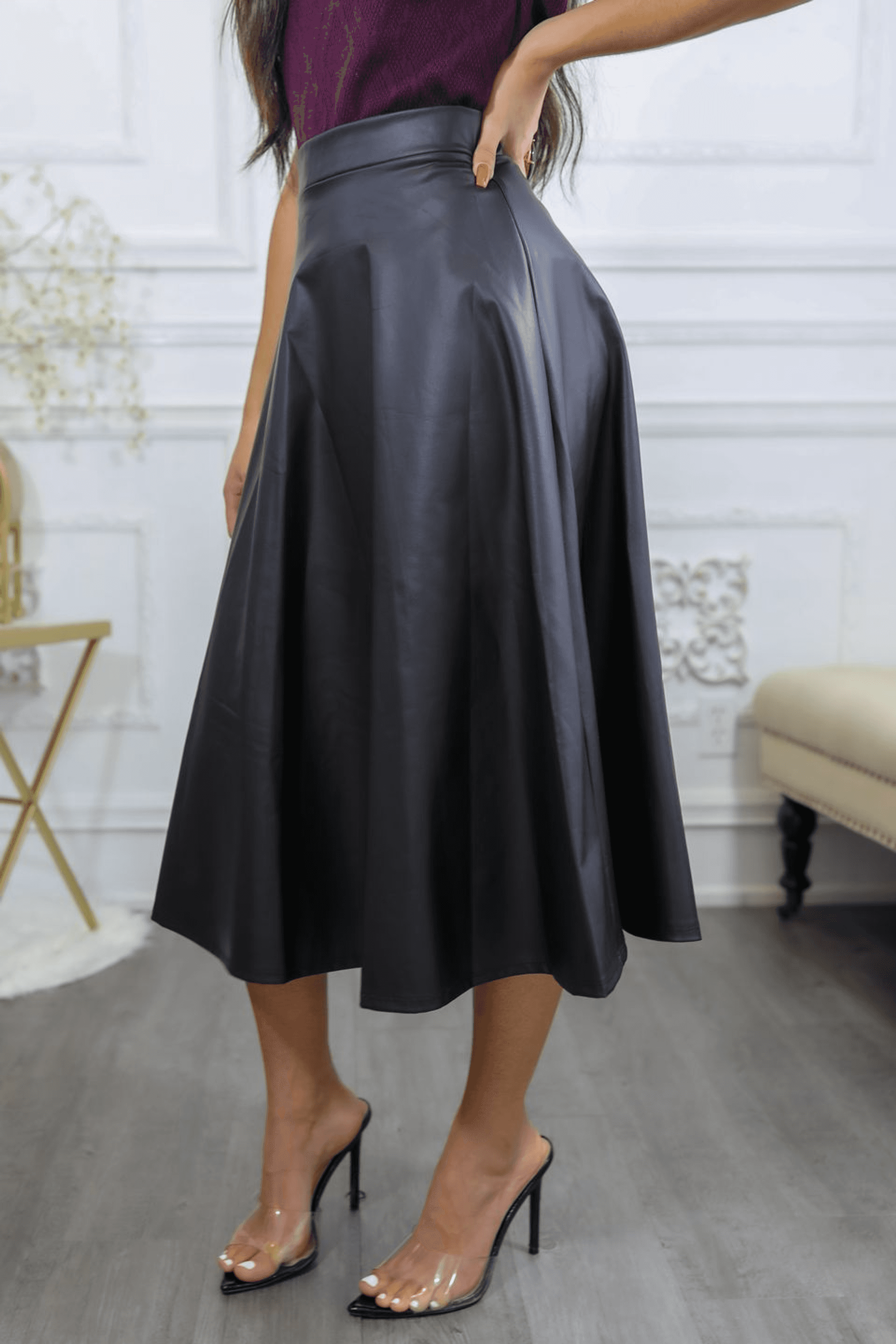 Never Enough Pleated Faux Leather Skirt SurelyMine