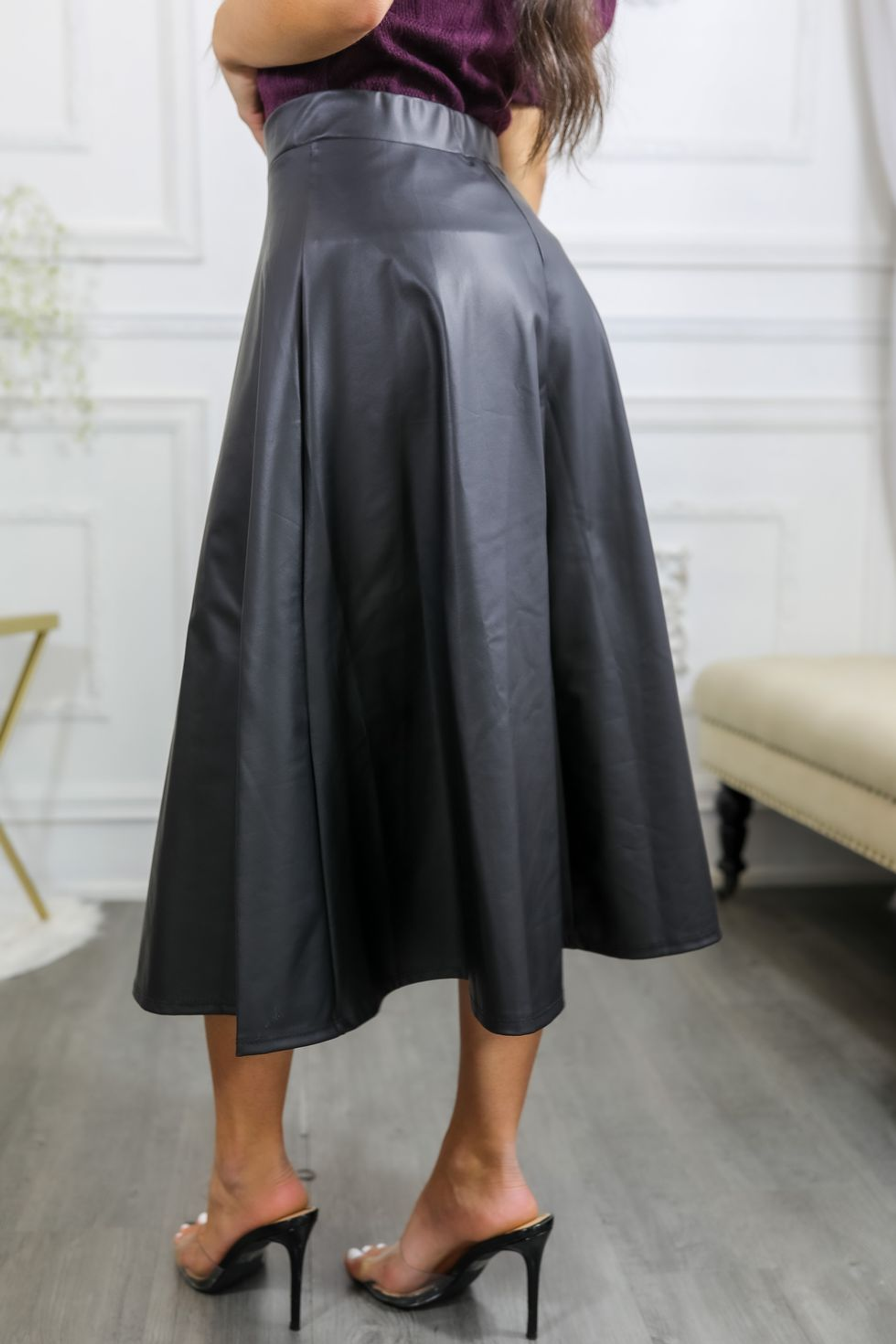 Never Enough Pleated Faux Leather Skirt SurelyMine