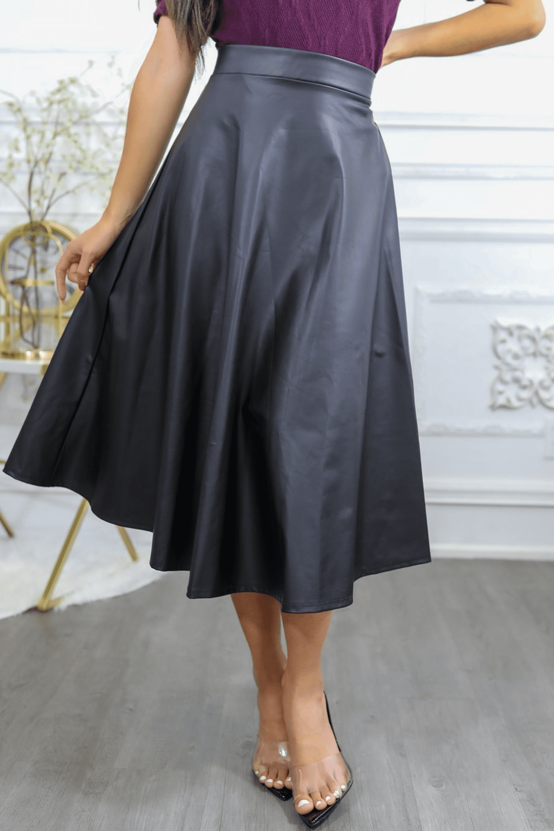 Never Enough Pleated Faux Leather Skirt SurelyMine