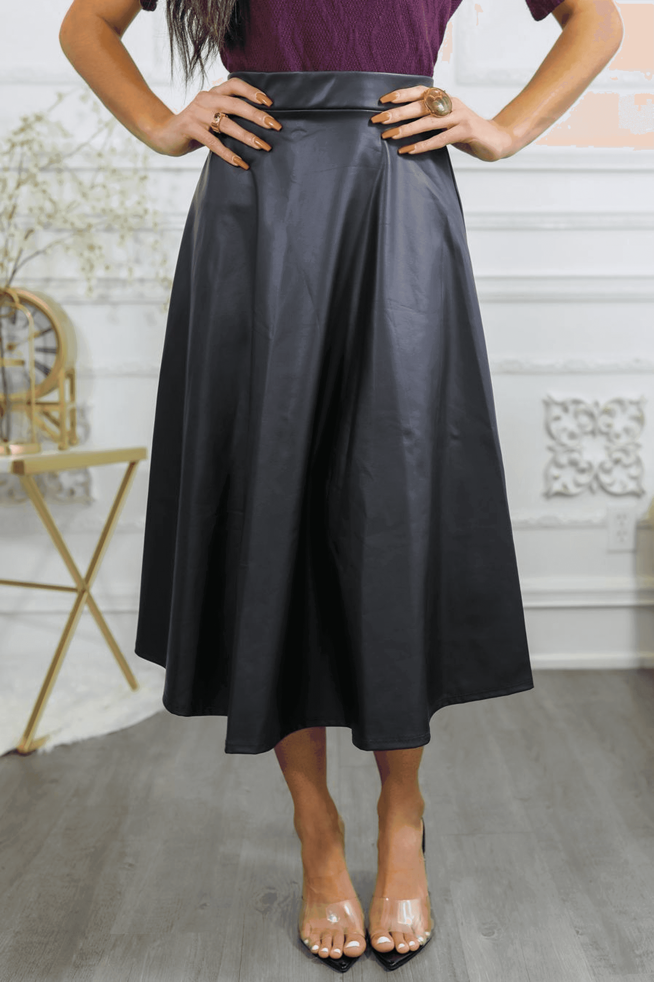 Never Enough Pleated Faux Leather Skirt SurelyMine