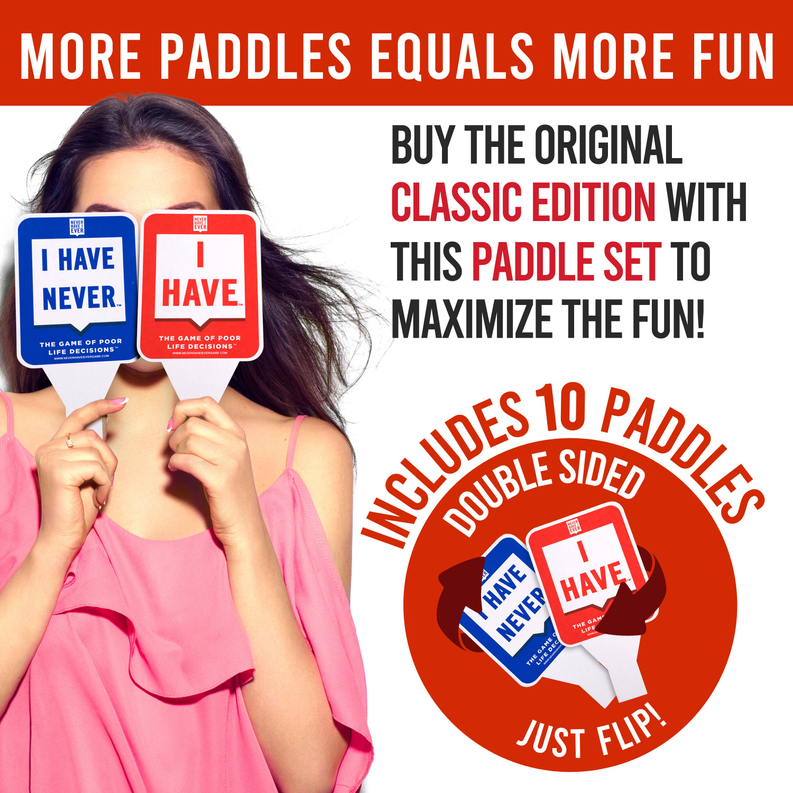 Never I Have Ever Paddles, Set of 10 Ideas Never Implemented