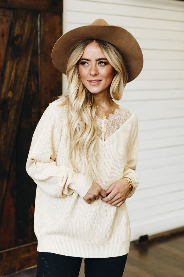 Never Really Over Lace Ribbed Sweater Stay Warm in Style