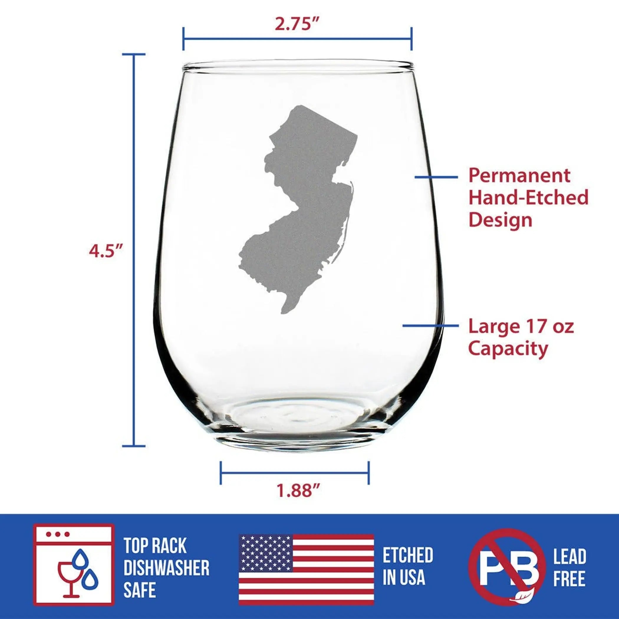 New Jersey Stemless Wine Glass - New Jerseyans Gifts Bevvee
