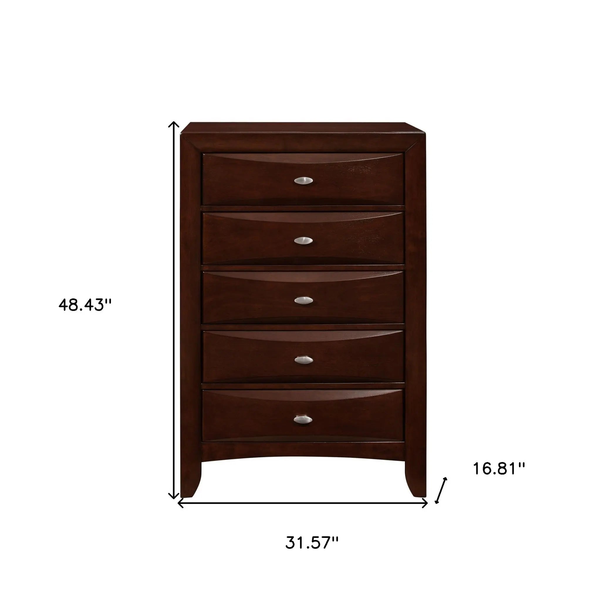 New Merlot Chest With 5 Chambared Drawer Homeroots Bed & Bath
