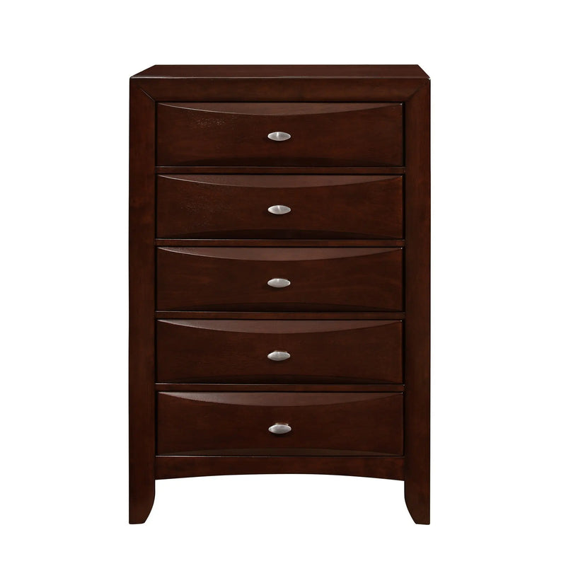 New Merlot Chest With 5 Chambared Drawer Homeroots Bed & Bath