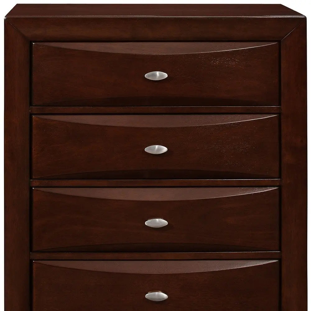 New Merlot Chest With 5 Chambared Drawer Homeroots Bed & Bath