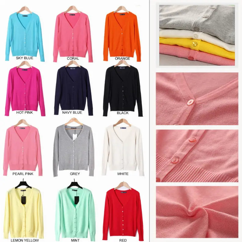 New Year Cardigans Long Sleeves Button Down Style Vista Shops