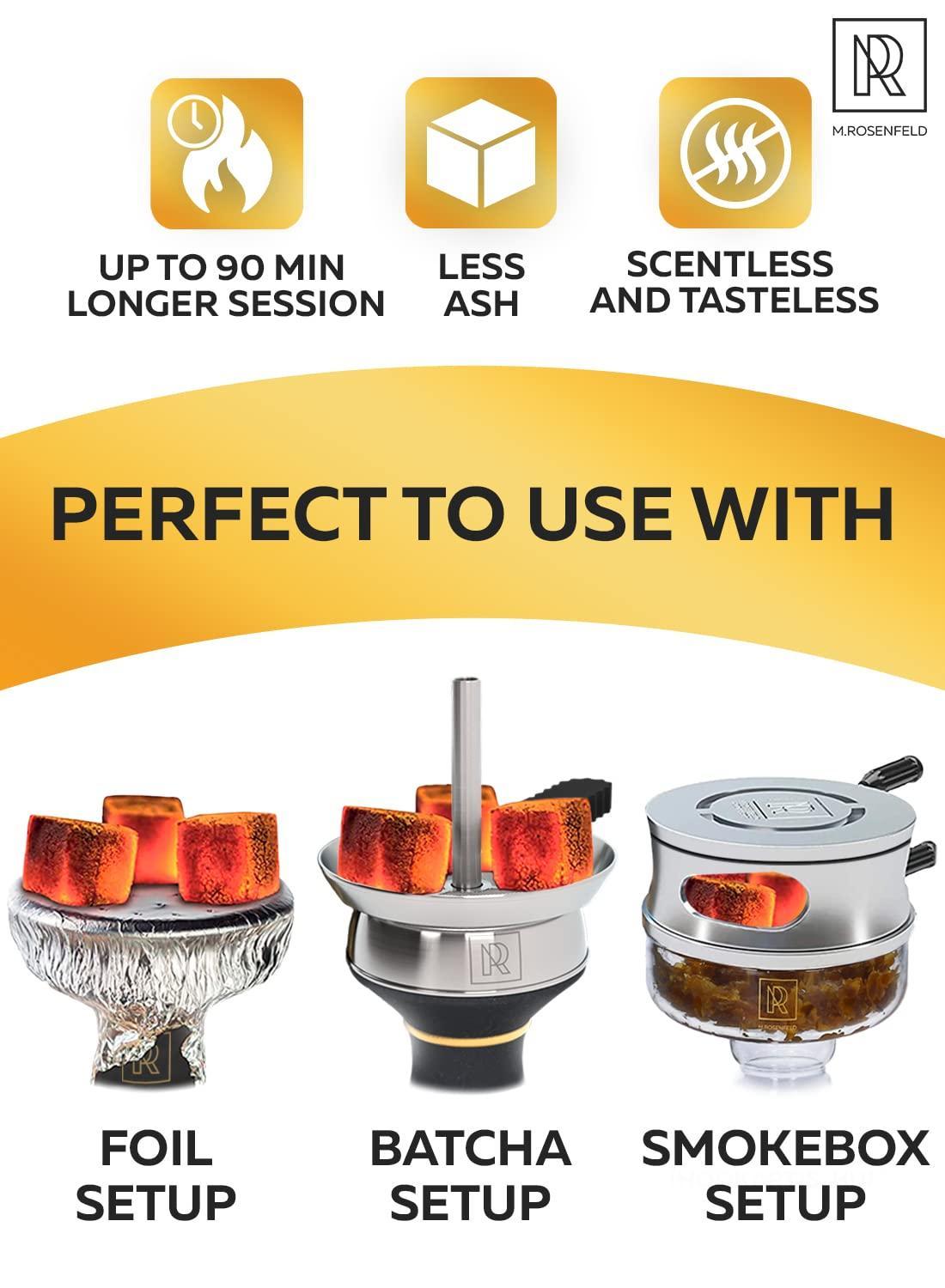 New! Hookah Coals Coconut Hookah Charcoal – 200 Count & 3 KG (6.6 lbs) – Value Pack Premium Quality 25mm (1x1x1 in) – 100% Natural Coconut Coals for Hookah Cubes – NOT Quick Light M. Rosenfeld