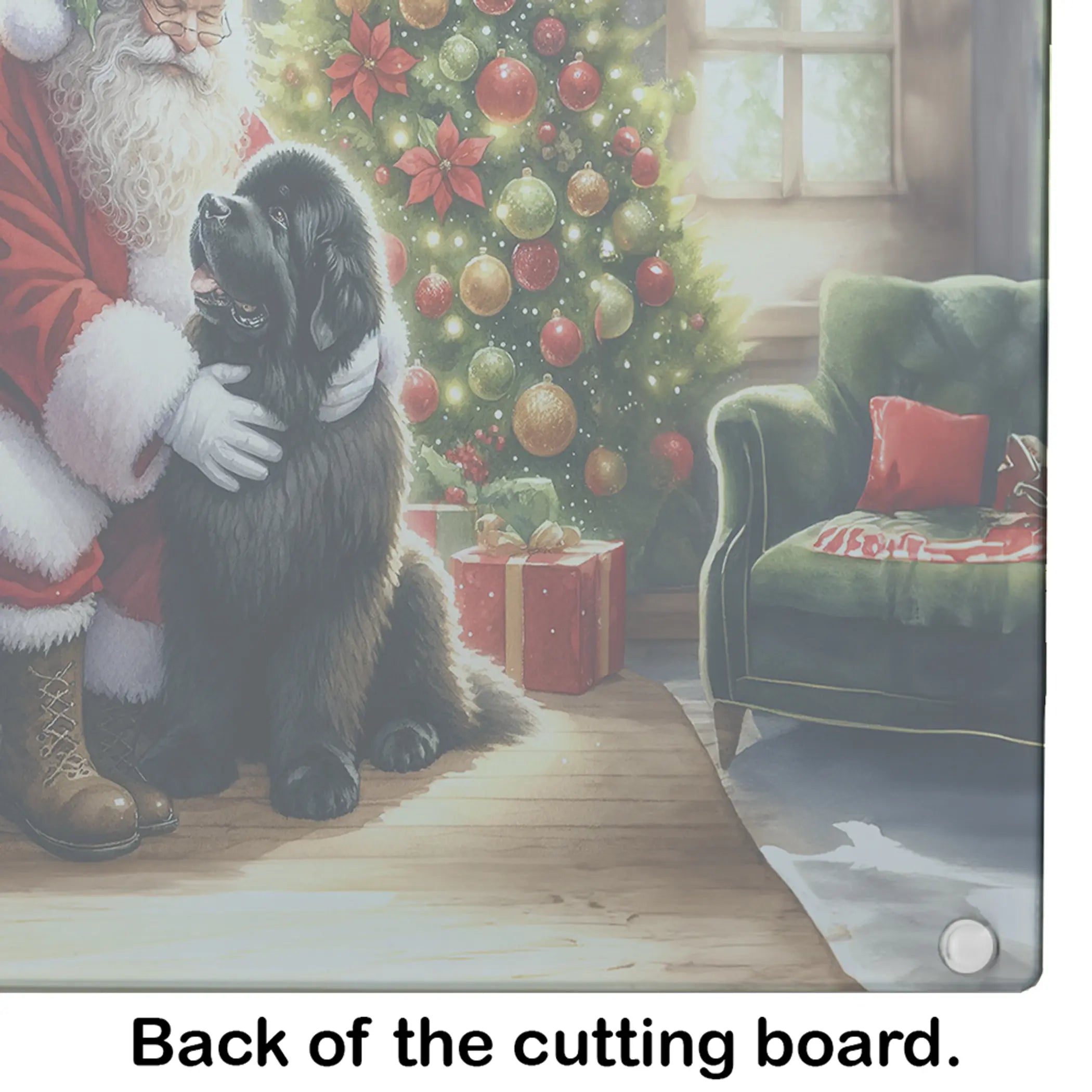 Newfoundland and Santa Claus Glass Cutting Board Caroline's Treasures