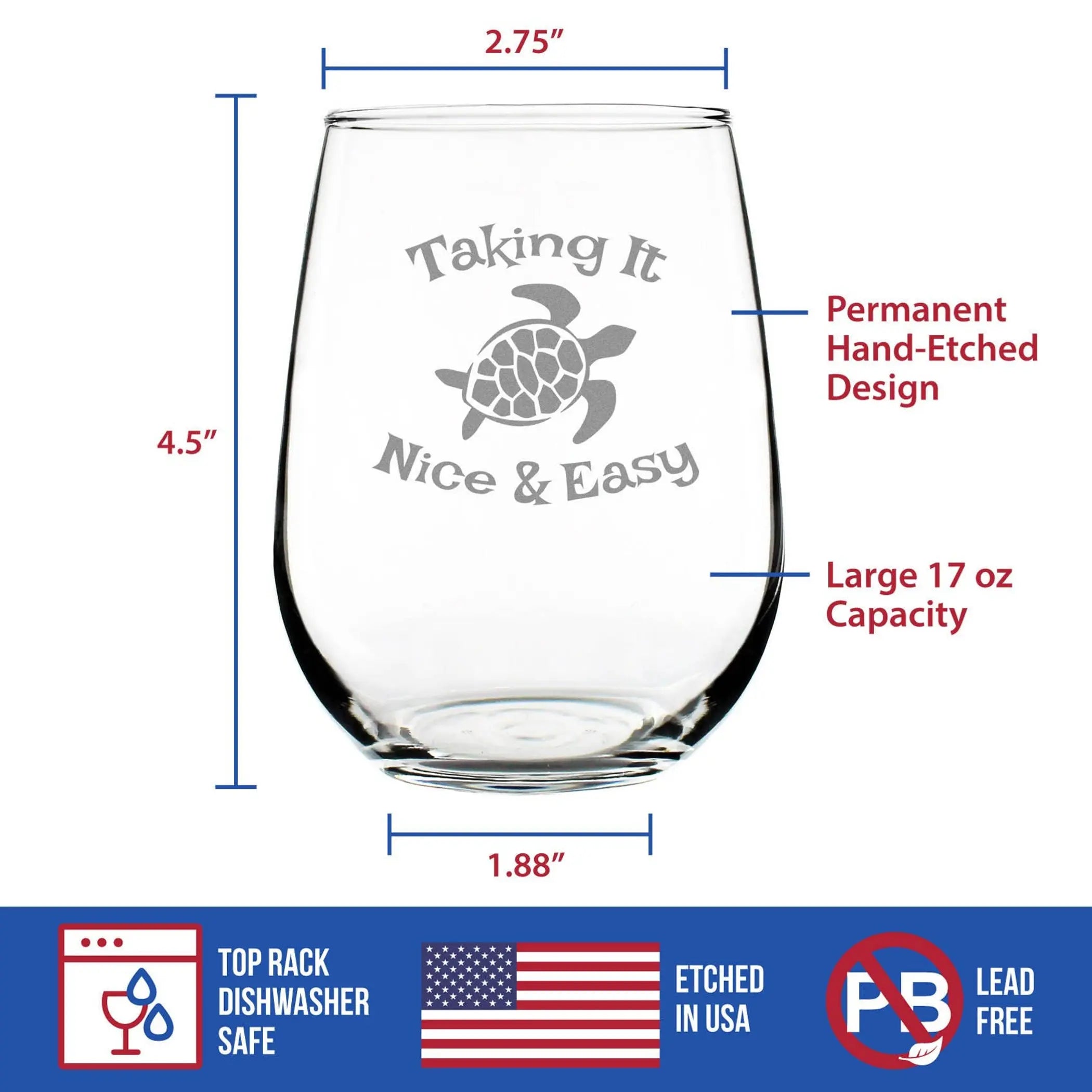Nice and Easy Turtle Stemless Wine Glass - Beach Gifts Bevvee