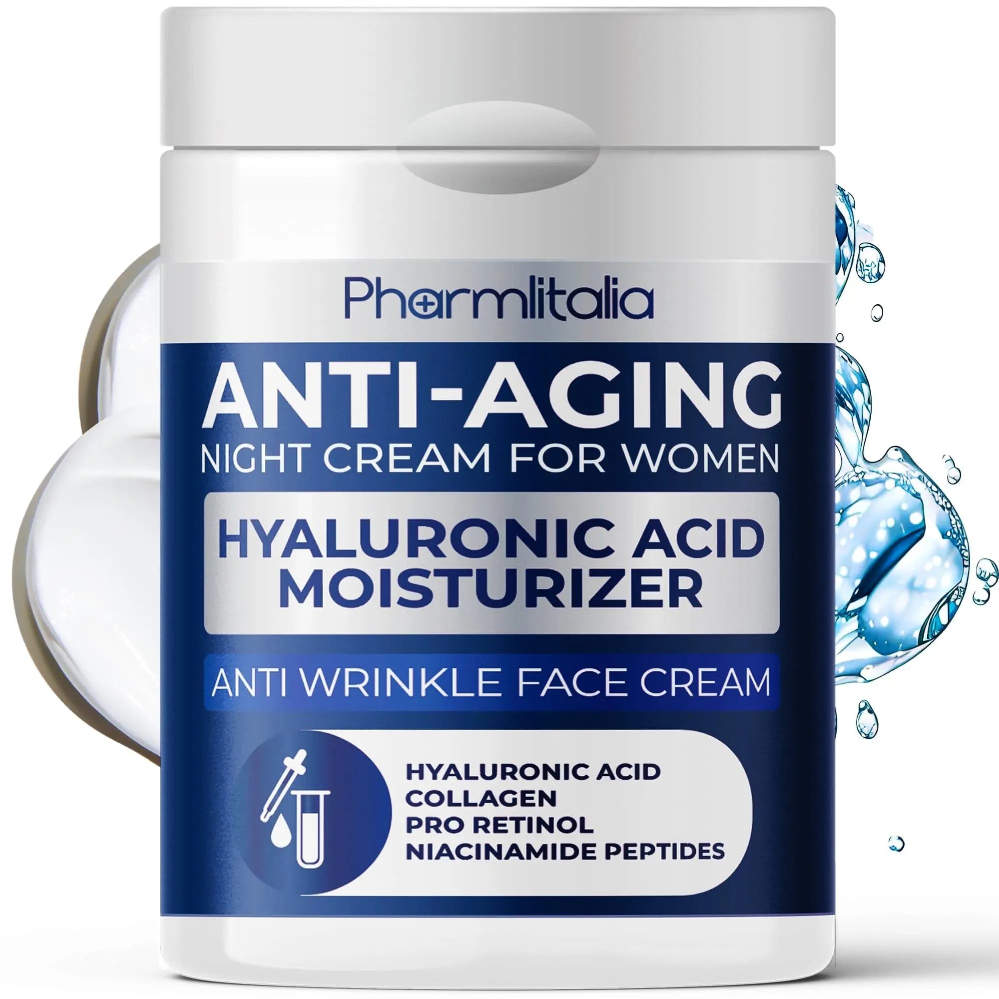 Night Cream for Women Anti aging Retinol Night Cream for Face Wrinkle Cream for Women Overnight Collagen Repair   Hyaluronic Acid Face Moisturiser with Niacinamide Peptides   Made in Italy Pharmlitalia
