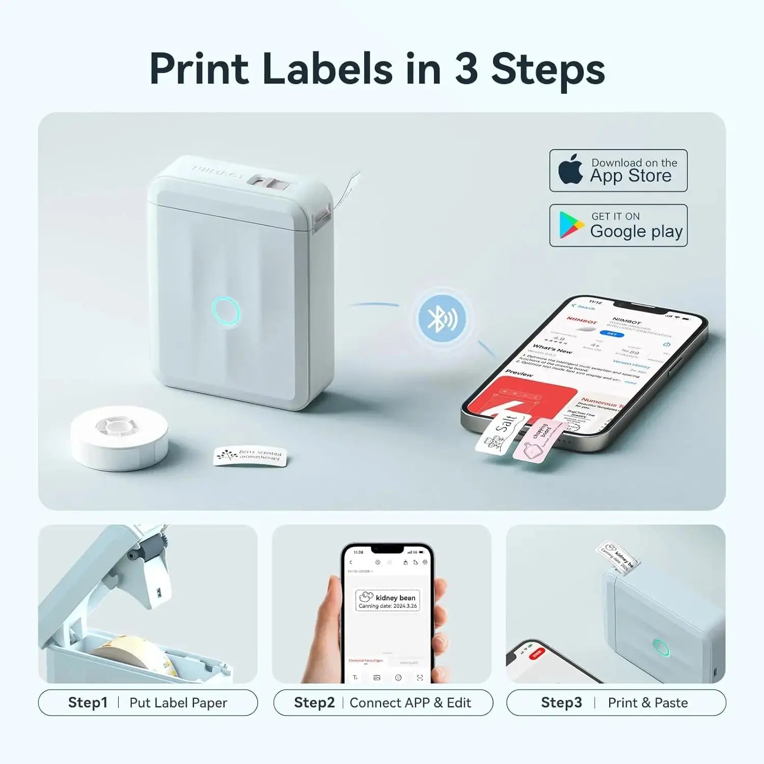 Niimbot D110 Label Printer Bluetooth Mini Adhesive Portable Smart Label Maker UV Without Ink For Office School Labeling Machine GreatEagleInc