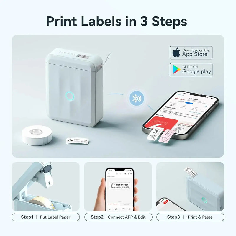 Niimbot D110 Label Printer Bluetooth Mini Adhesive Portable Smart Label Maker UV Without Ink For Office School Labeling Machine GreatEagleInc