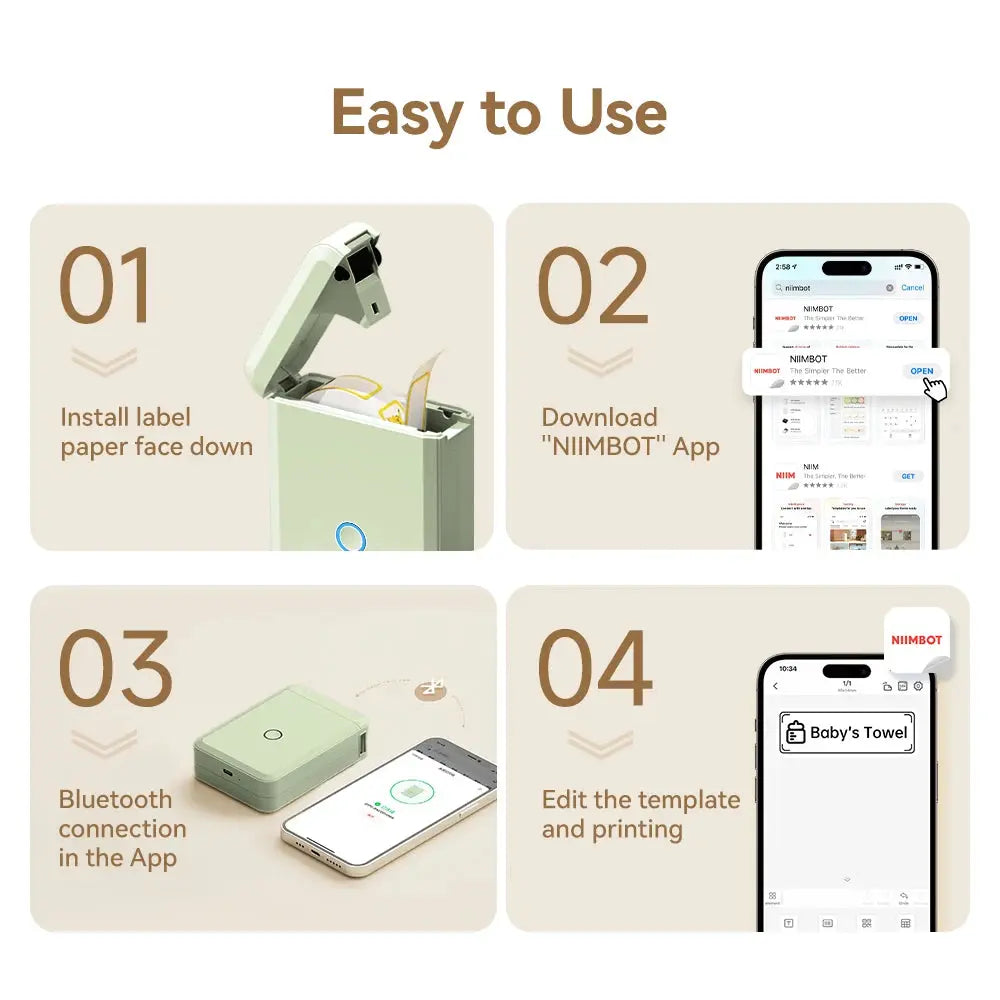 Niimbot D110 Label Printer Bluetooth Mini Adhesive Portable Smart Label Maker UV Without Ink For Office School Labeling Machine GreatEagleInc