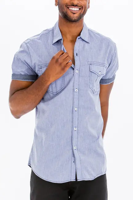 Nik Striped Stitch Button Up WEIV