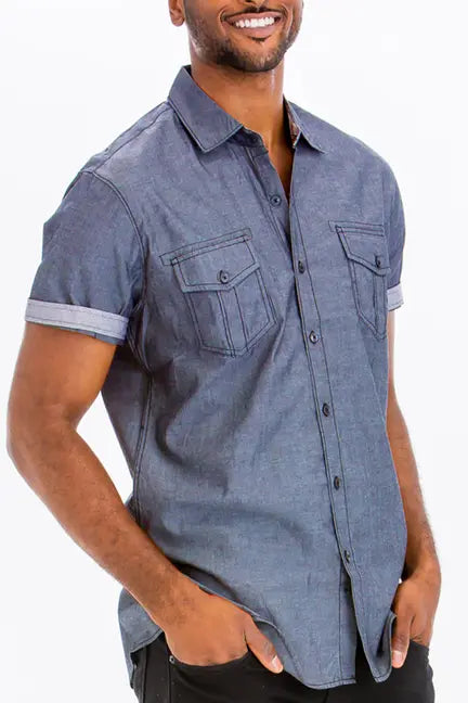 Nik Striped Stitch Button Up WEIV