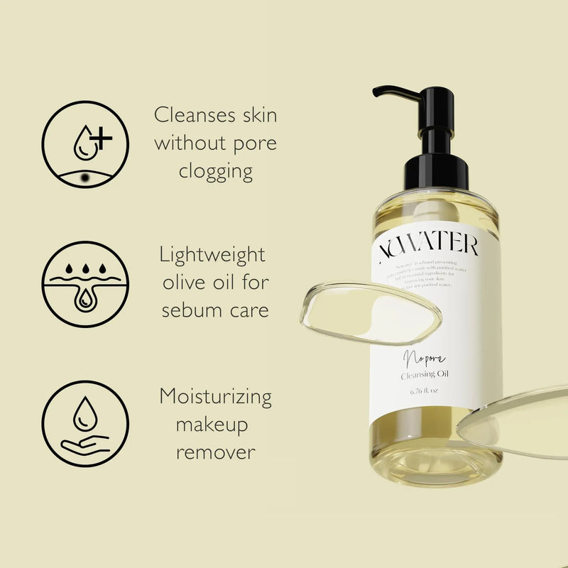 No Pore Cleansing Oil | Makeup Cleansing Oil | Pore Cleansing Blackheads Removal | Olive Oil Tea Tree Squalane | Korean Skin Care for face (6.76 fl.oz) Nowater