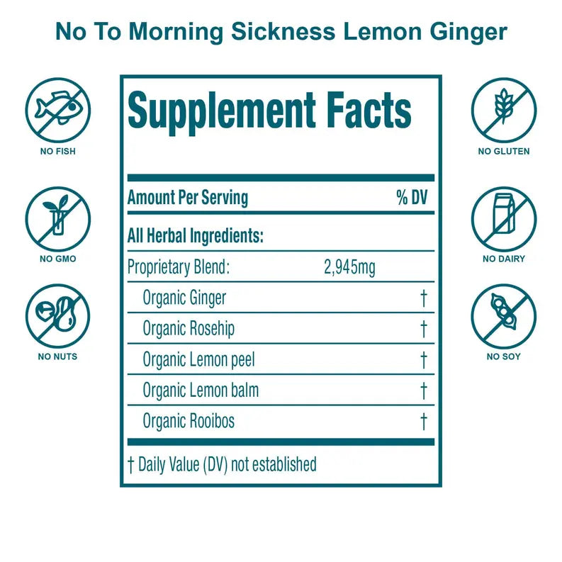 No To Morning Sickness Lemon Ginger Tea-USDA Organic-40 Serv Secrets Of Tea Cafe