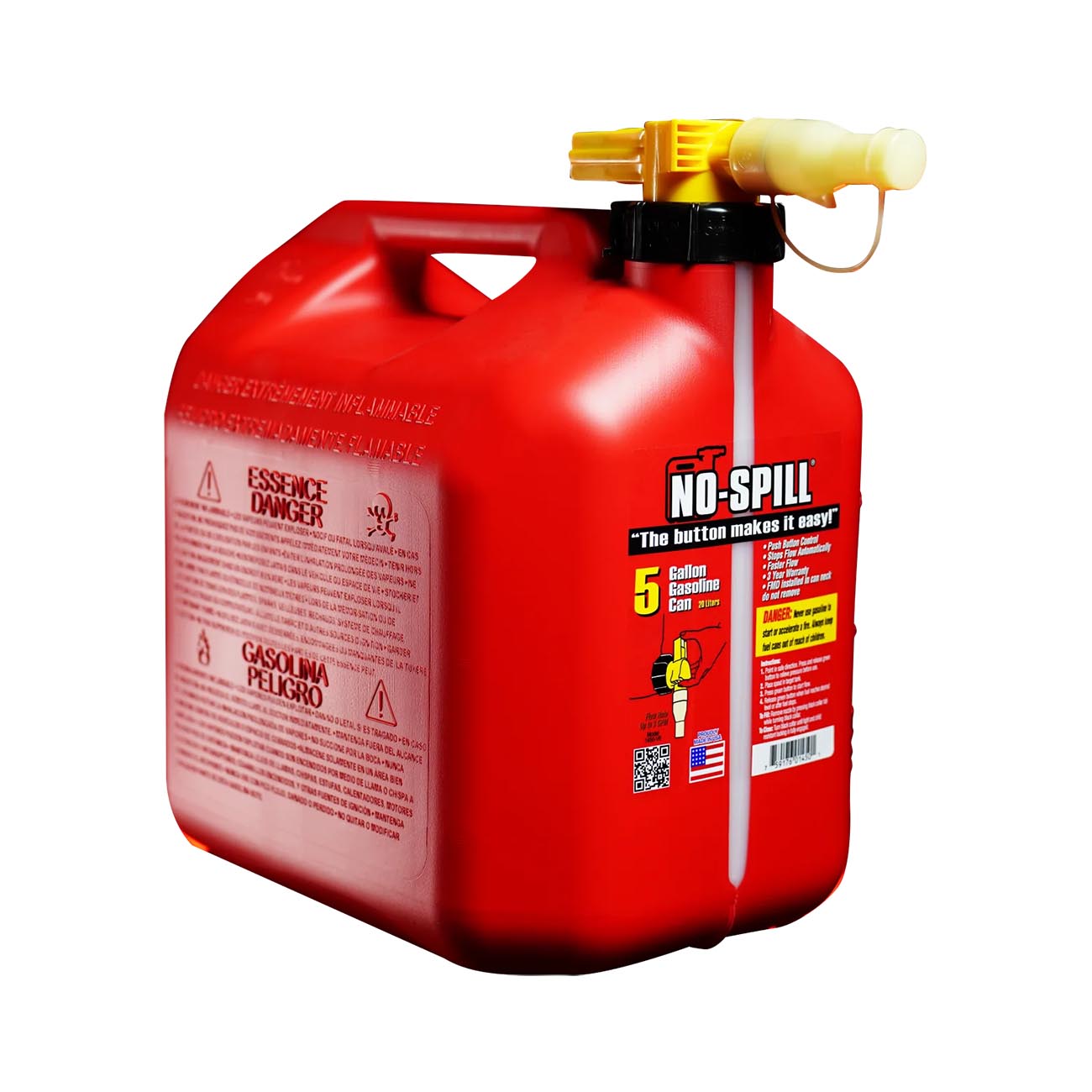 No-spill 5-gallon Gas Can Red With Viewstripe Pro Stripe NOSPILL
