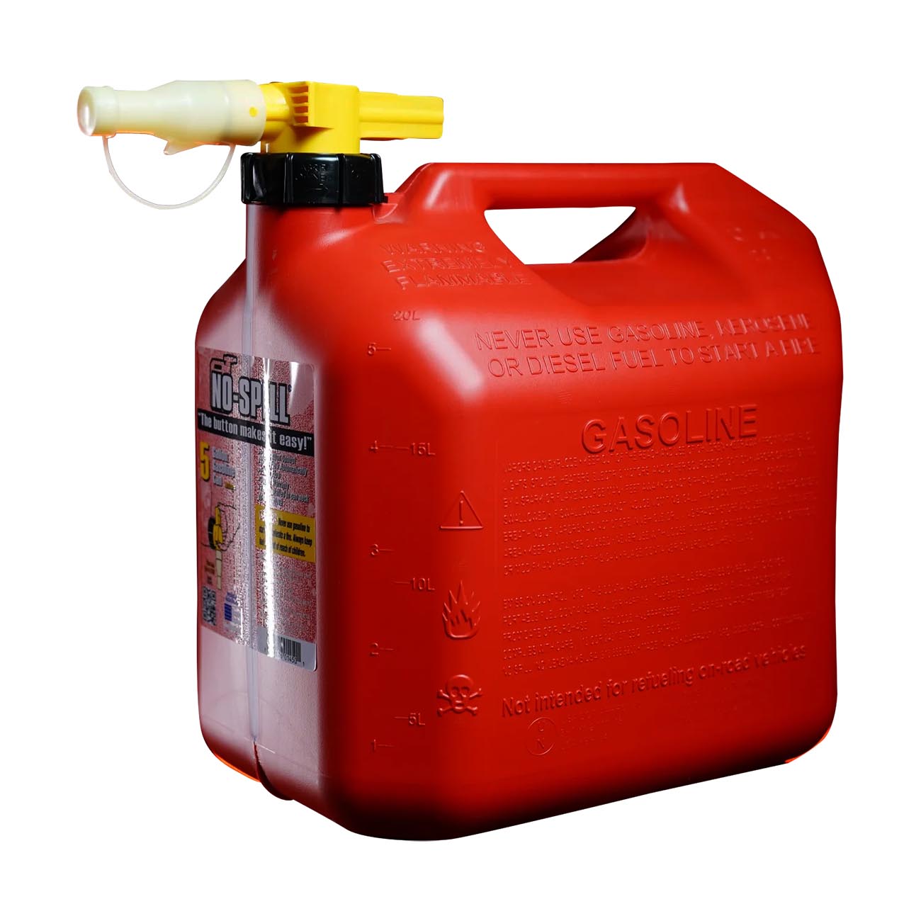 No-spill 5-gallon Gas Can Red With Viewstripe Pro Stripe NOSPILL