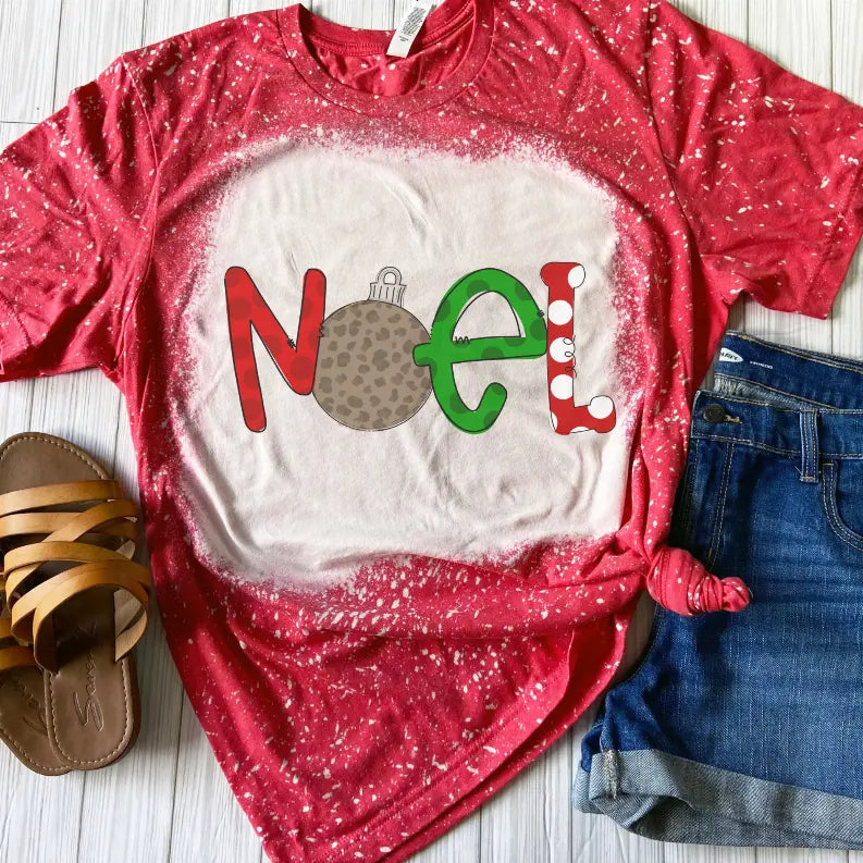 Noel Bleached Shirt - Red Christmas CK's Boutique