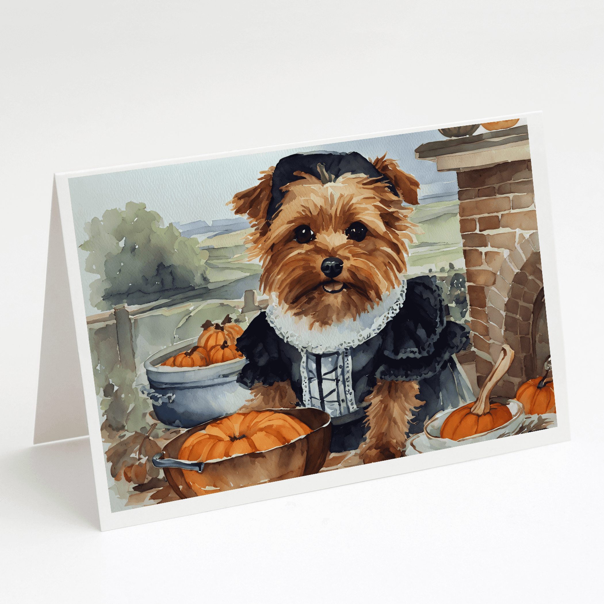 Norfolk Terrier Fall Kitchen Pumpkins Greeting Cards Pack of 8 Caroline's Treasures