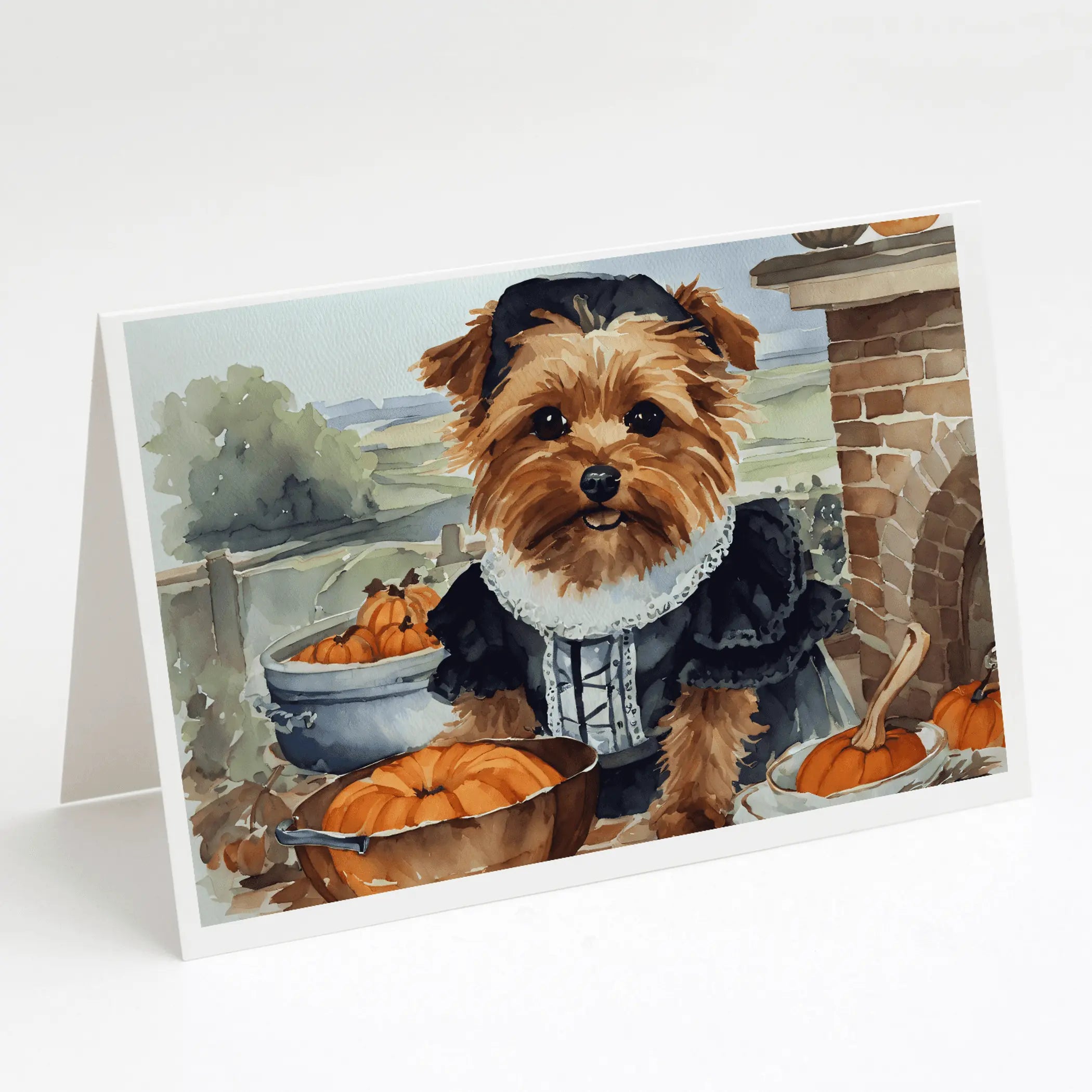 Norfolk Terrier Fall Kitchen Pumpkins Greeting Cards Pack of 8 Caroline's Treasures