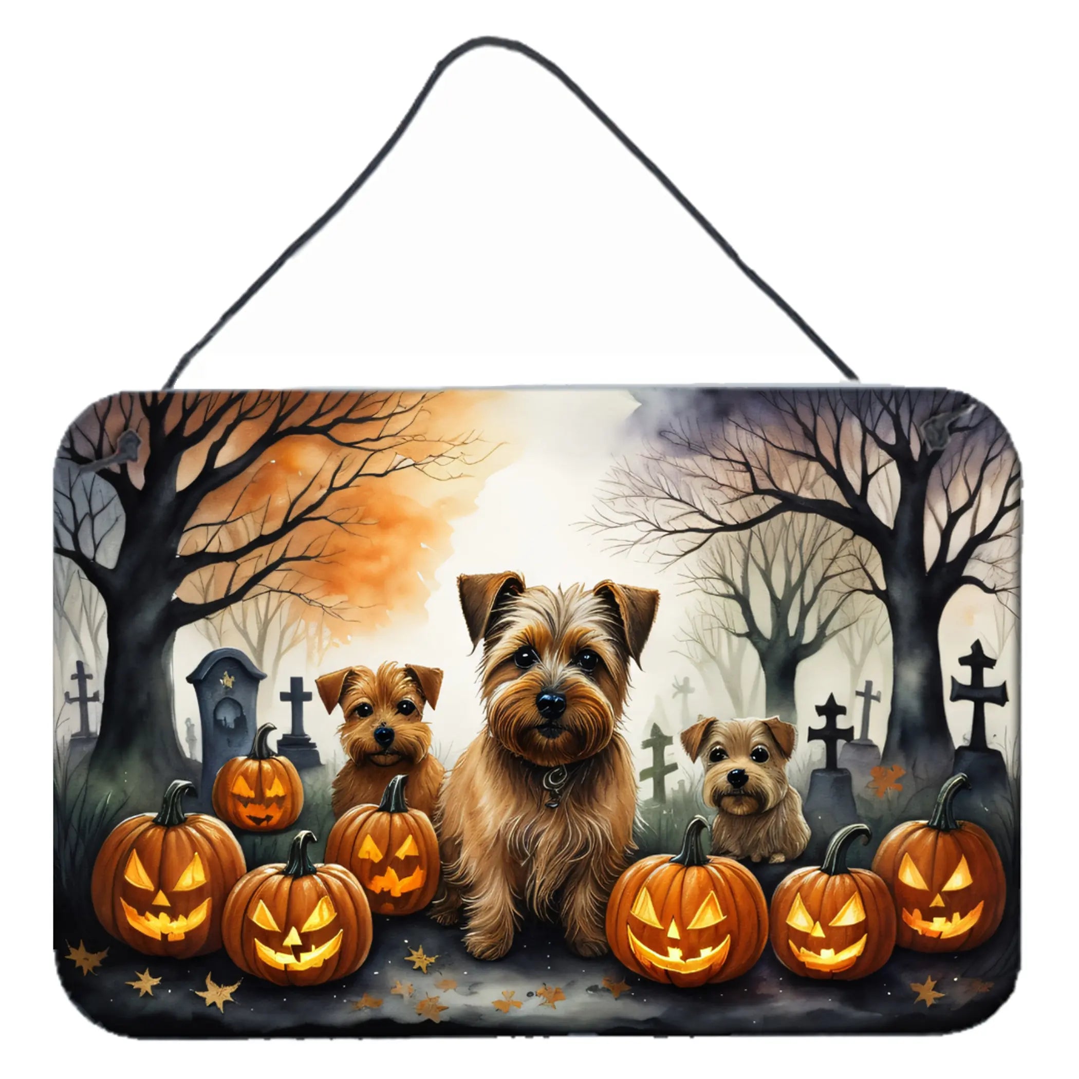 Norfolk Terrier Spooky Halloween Wall or Door Hanging Prints Caroline's Treasures