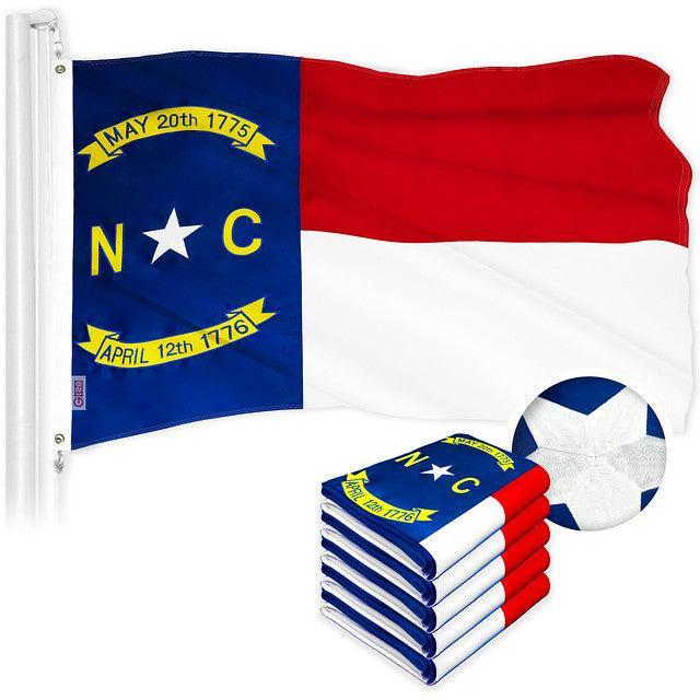 North Carolina State Flag 3x5 Ft 5-Pack Embroidered Polyester By G128 G128
