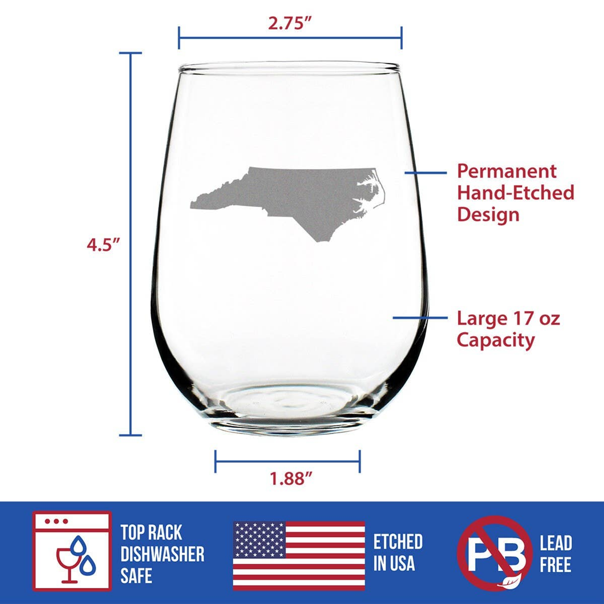 North Carolina Stemless Wine Glass - North Carolinians Gifts Bevvee
