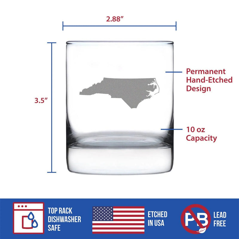 North Carolina Whiskey Rocks Glass - North Carolinians Gifts Bevvee